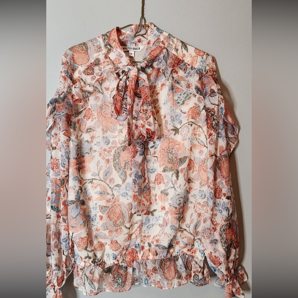 Walter Baker medium floral light boho summer ruffled blouse gypsy glam